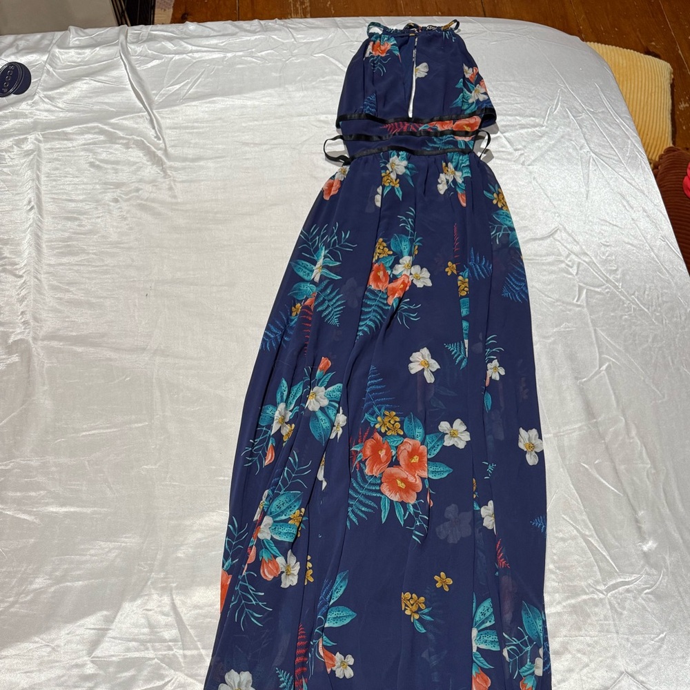 Express Navy Floral Maxi Skirt